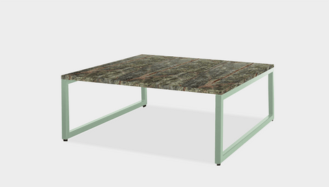 reddie-raw square coffee table 90 x 90 x 35H *cm / Stone~Forest Green / Metal~Mint Suzy Coffee Table Square