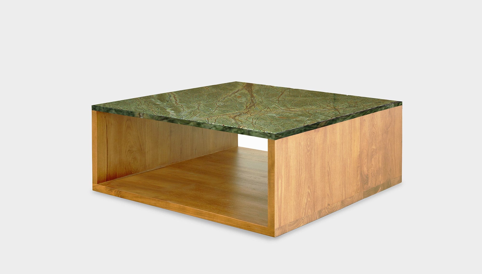 reddie-raw square coffee table 90 x 90 x 35H *cm / Stone~Forest Green / Wood Teak~Oak Bob Coffee Table Square