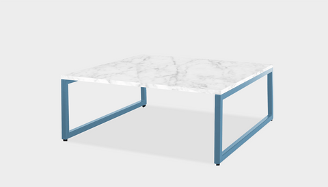 reddie-raw square coffee table 90 x 90 x 35H *cm / Stone~White Veined Marble / Metal~Blue Suzy Coffee Table Square