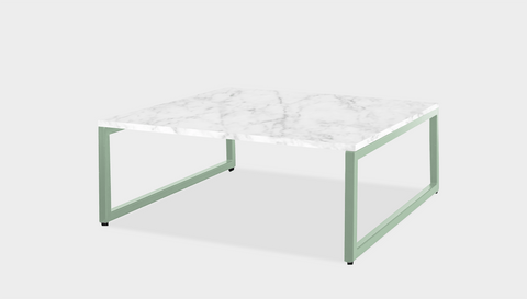 reddie-raw square coffee table 90 x 90 x 35H *cm / Stone~White Veined Marble / Metal~Mint Suzy Coffee Table Square