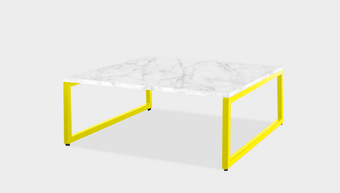 reddie-raw square coffee table 90 x 90 x 35H *cm / Stone~White Veined Marble / Metal~Yellow Suzy Coffee Table Square