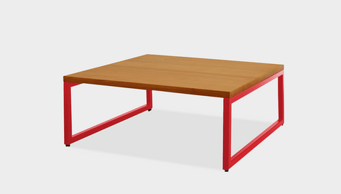 reddie-raw square coffee table 90 x 90 x 35H *cm / Wood Teak~Natural / Metal~Red Suzy Coffee Table Square