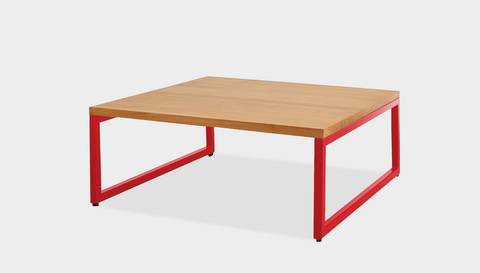 reddie-raw square coffee table 90 x 90 x 35H *cm / Wood Teak~Oak / Metal~Red Suzy Coffee Table Square