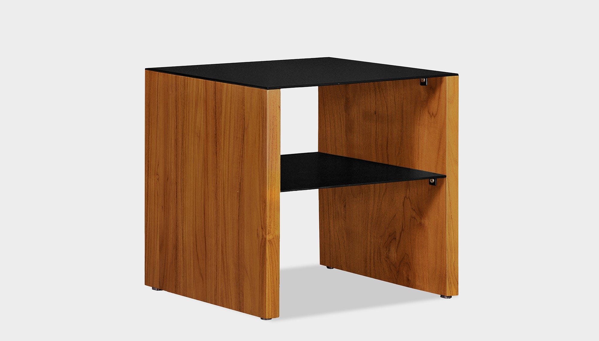 reddie-raw square side table 45W x 45D x 45H *cm / Metal~Black / Wood Teak~Natural Andi Side Table