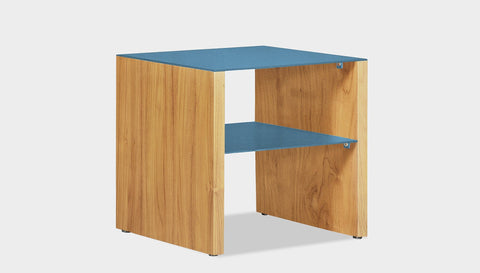 reddie-raw square side table 45W x 45D x 45H *cm / Metal~Blue / Wood Teak~Oak Andi Side Table