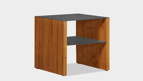 reddie-raw square side table 45W x 45D x 45H *cm / Metal~Grey / Wood Teak~Natural Andi Side Table