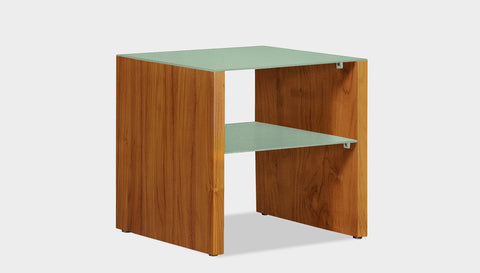 reddie-raw square side table 45W x 45D x 45H *cm / Metal~Mint / Wood Teak~Natural Andi Side Table