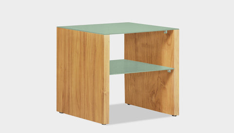 reddie-raw square side table 45W x 45D x 45H *cm / Metal~Mint / Wood Teak~Oak Andi Side Table