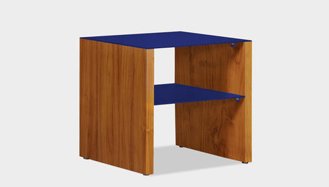 reddie-raw square side table 45W x 45D x 45H *cm / Metal~Navy / Wood Teak~Natural Andi Side Table