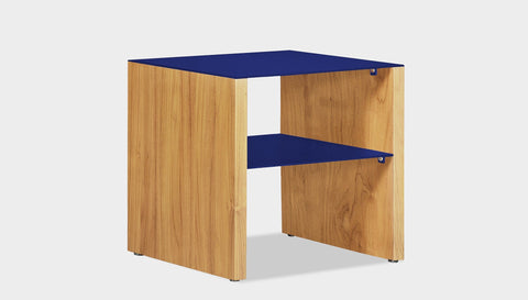 reddie-raw square side table 45W x 45D x 45H *cm / Metal~Navy / Wood Teak~Oak Andi Side Table
