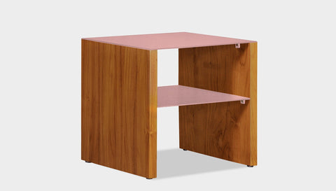 reddie-raw square side table 45W x 45D x 45H *cm / Metal~Pink / Wood Teak~Natural Andi Side Table