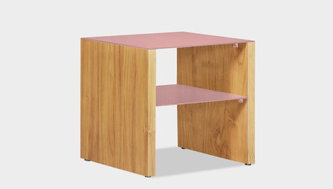 reddie-raw square side table 45W x 45D x 45H *cm / Metal~Pink / Wood Teak~Oak Andi Side Table