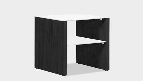 reddie-raw square side table 45W x 45D x 45H *cm / Metal~White / Wood Teak~Black Andi Side Table