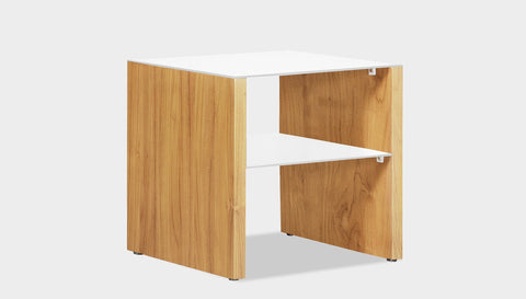 reddie-raw square side table 45W x 45D x 45H *cm / Metal~White / Wood Teak~Oak Andi Side Table