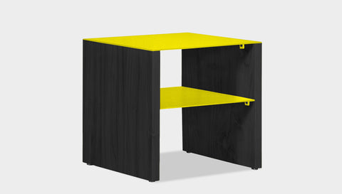 reddie-raw square side table 45W x 45D x 45H *cm / Metal~Yellow / Wood Teak~Black Andi Side Table
