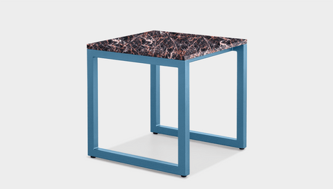 reddie-raw square side table 45W x 45D x 45H *cm / Stone~Black Veined Marble / Metal~Blue Suzy Side Table Square
