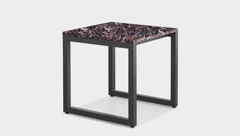 reddie-raw square side table 45W x 45D x 45H *cm / Stone~Black Veined Marble / Metal~Grey Suzy Side Table Square
