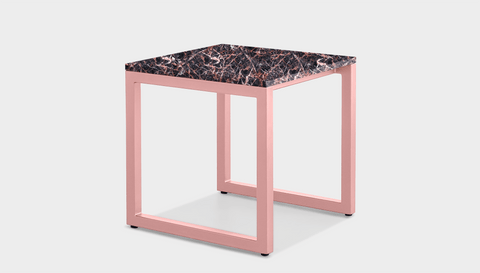 reddie-raw square side table 45W x 45D x 45H *cm / Stone~Black Veined Marble / Metal~Pink Suzy Side Table Square