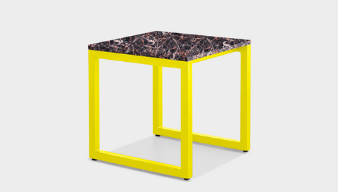 reddie-raw square side table 45W x 45D x 45H *cm / Stone~Black Veined Marble / Metal~Yellow Suzy Side Table Square
