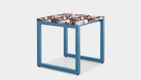 reddie-raw square side table 45W x 45D x 45H *cm / Stone~Calacatta Viola / Metal~Blue Suzy Side Table Square