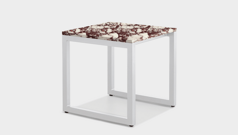 reddie-raw square side table 45W x 45D x 45H *cm / Stone~Calacatta Viola / Metal~White Suzy Side Table Square