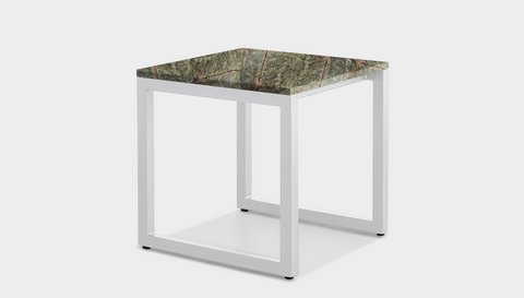 reddie-raw square side table 45W x 45D x 45H *cm / Stone~Forest Green / Metal~White Suzy Side Table Square
