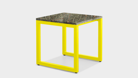 reddie-raw square side table 45W x 45D x 45H *cm / Stone~Forest Green / Metal~Yellow Suzy Side Table Square