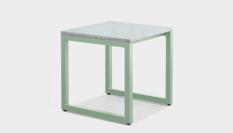 reddie-raw square side table 45W x 45D x 45H *cm / Stone~White Veined Marble / Metal~Mint Suzy Side Table Square
