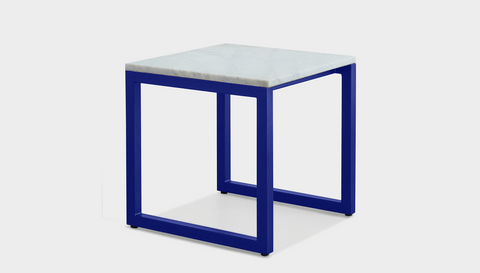 reddie-raw square side table 45W x 45D x 45H *cm / Stone~White Veined Marble / Metal~Navy Suzy Side Table Square