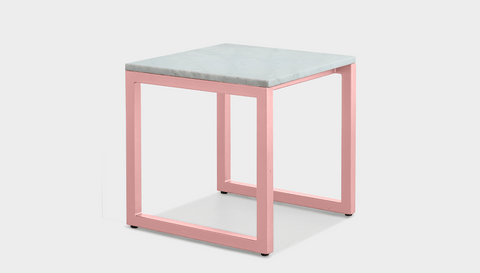 reddie-raw square side table 45W x 45D x 45H *cm / Stone~White Veined Marble / Metal~Pink Suzy Side Table Square