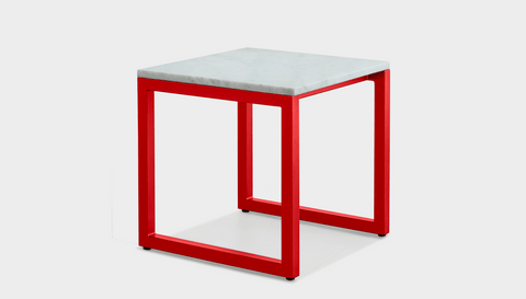 reddie-raw square side table 45W x 45D x 45H *cm / Stone~White Veined Marble / Metal~Red Suzy Side Table Square