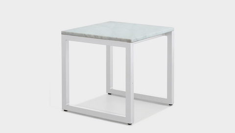 reddie-raw square side table 45W x 45D x 45H *cm / Stone~White Veined Marble / Metal~White Suzy Side Table Square
