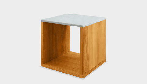 reddie-raw square side table 45W x 45D x 45H *cm / Stone~White Veined Marble / Wood Teak~Oak Bob Side Table Square