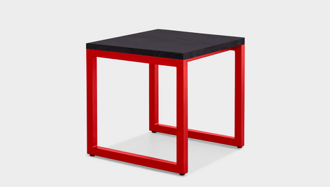 reddie-raw square side table 45W x 45D x 45H *cm / Wood Teak~Black / Metal~Red Suzy Side Table Square