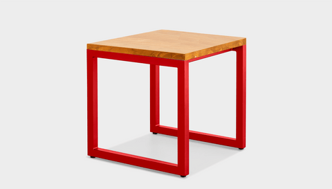reddie-raw square side table 45W x 45D x 45H *cm / Wood Teak~Oak / Metal~Red Suzy Side Table Square