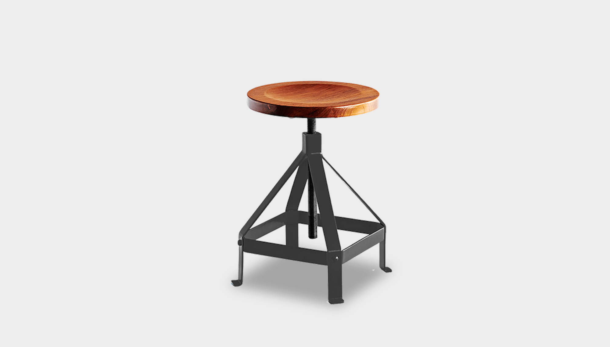 reddie-raw stool 35dia x 45-62H *cm / Wood Teak~Natural / Metal~Black Suzy Adjustable Stool
