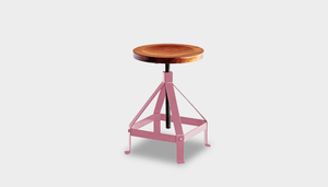 reddie-raw stool 35dia x 45-62H *cm / Wood Teak~Natural / Metal~Pink Suzy Adjustable Stool