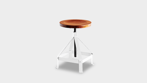 reddie-raw stool 35dia x 45-62H *cm / Wood Teak~Natural / Metal~White Suzy Adjustable Stool