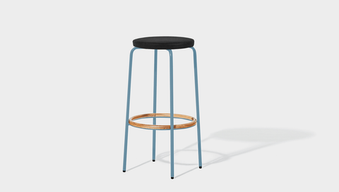 reddie-raw stool 35dia x 65H (counter height) / Leather~Black / Metal~Blue Milton Stool