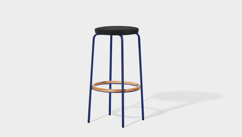 reddie-raw stool 35dia x 65H (counter height) / Leather~Black / Metal~Navy Milton Stool