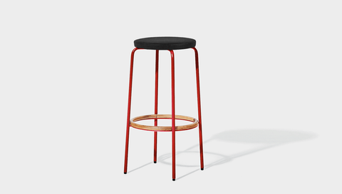 reddie-raw stool 35dia x 65H (counter height) / Leather~Black / Metal~Red Milton Stool