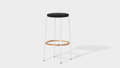 reddie-raw stool 35dia x 65H (counter height) / Leather~Black / Metal~White Milton Stool