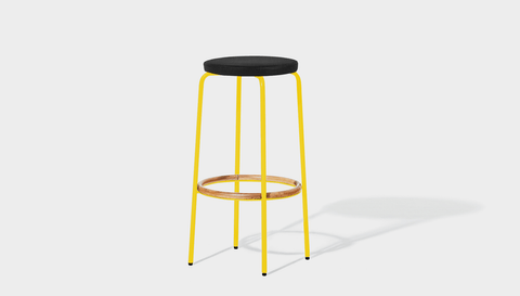 reddie-raw stool 35dia x 65H (counter height) / Leather~Black / Metal~Yellow Milton Stool