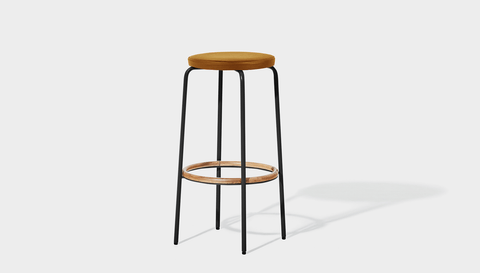 reddie-raw stool 35dia x 65H (counter height) / Leather~Tan / Metal~Black Milton Stool
