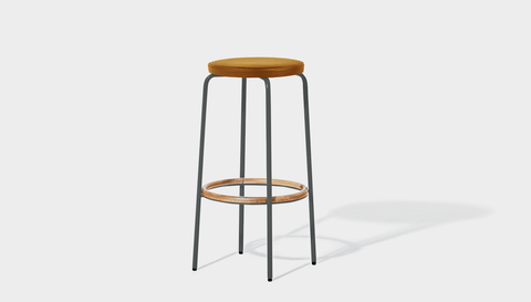 reddie-raw stool 35dia x 65H (counter height) / Leather~Tan / Metal~Grey Milton Stool