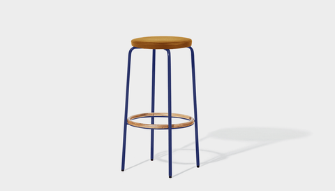 reddie-raw stool 35dia x 65H (counter height) / Leather~Tan / Metal~Navy Milton Stool