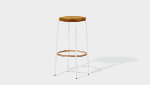 reddie-raw stool 35dia x 65H (counter height) / Leather~Tan / Metal~White Milton Stool