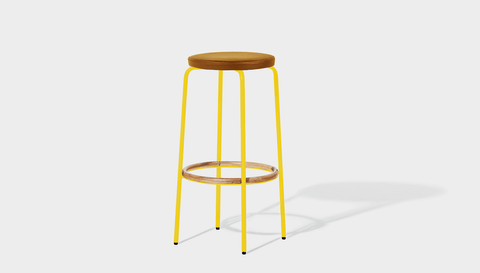 reddie-raw stool 35dia x 65H (counter height) / Leather~Tan / Metal~Yellow Milton Stool