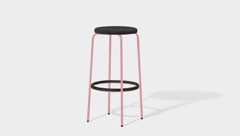 reddie-raw stool 35dia x 65H (counter height) / Wood Teak~Black / Metal~Pink Milton Stool
