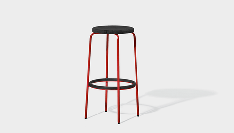reddie-raw stool 35dia x 65H (counter height) / Wood Teak~Black / Metal~Red Milton Stool